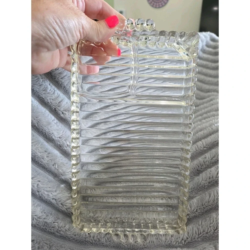 VTG (Set of 11) Hazel Atlas Ball & Rib Glass Snack, Sip & Smoke Luncheon Tray